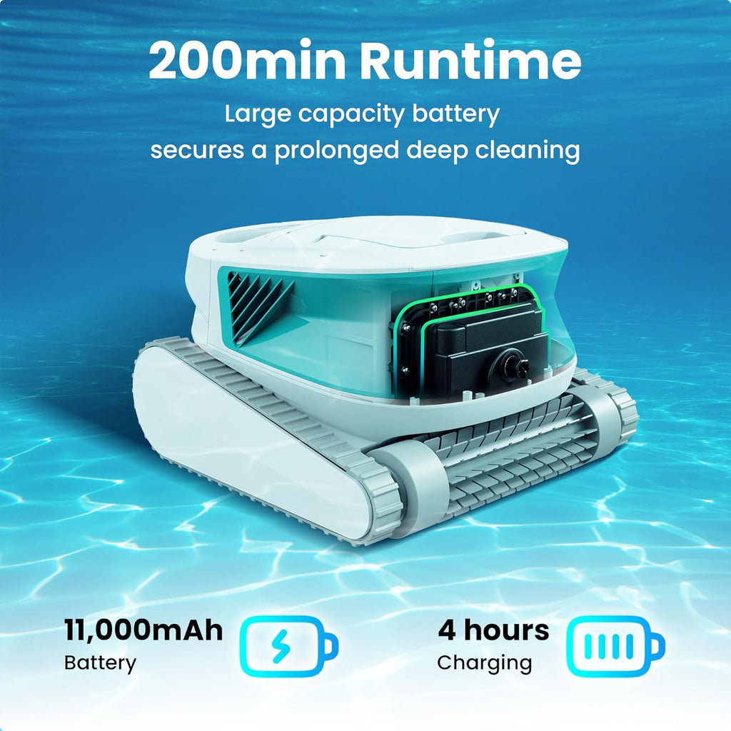 Poolmate Hydro 3 All-in-one Pool Vacuum Robot, 200mins Runtime Cordless Pool Cleaner, 2 150W