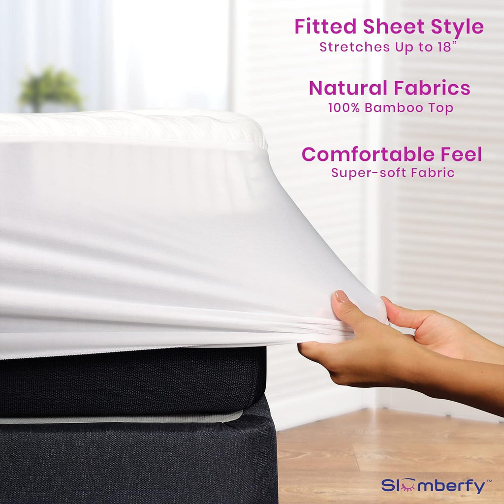 Waterproof Mattress Protector by Slumberfy | Hypoallergenic Viscose Made from Bamboo Mattress