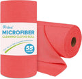 AIDEA Microfiber Cleaning Cloth Roll, Red Shop Towels 55 Sheets Washable, Microfiber Towels for