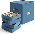 Hearth & Harbor Christmas Ornament Storage Box With 4 Inner Tray Dividers - Non-Woven Ornament