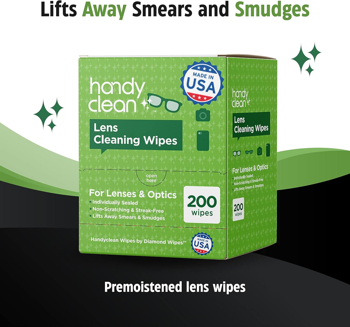 HandyClean Pre-Moistened Lens Cleaning Wipes, Eyeglass Wipes, Screen Wipes, 100 ct of 6 x 5 inches