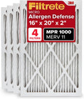 Filtrete 16x20x2 AC Furnace Air Filter, MERV 11, MPR 1000, Allergen Defense, 3-Month Pleated 2-Inch