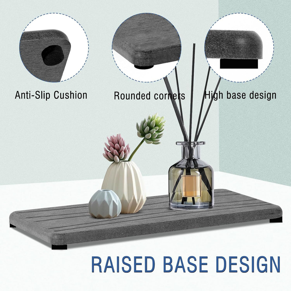 2PCS Water Absorbing Stone Tray, Fast Drying Stone Sink Tray, Water Absorbent Diatomite Trays