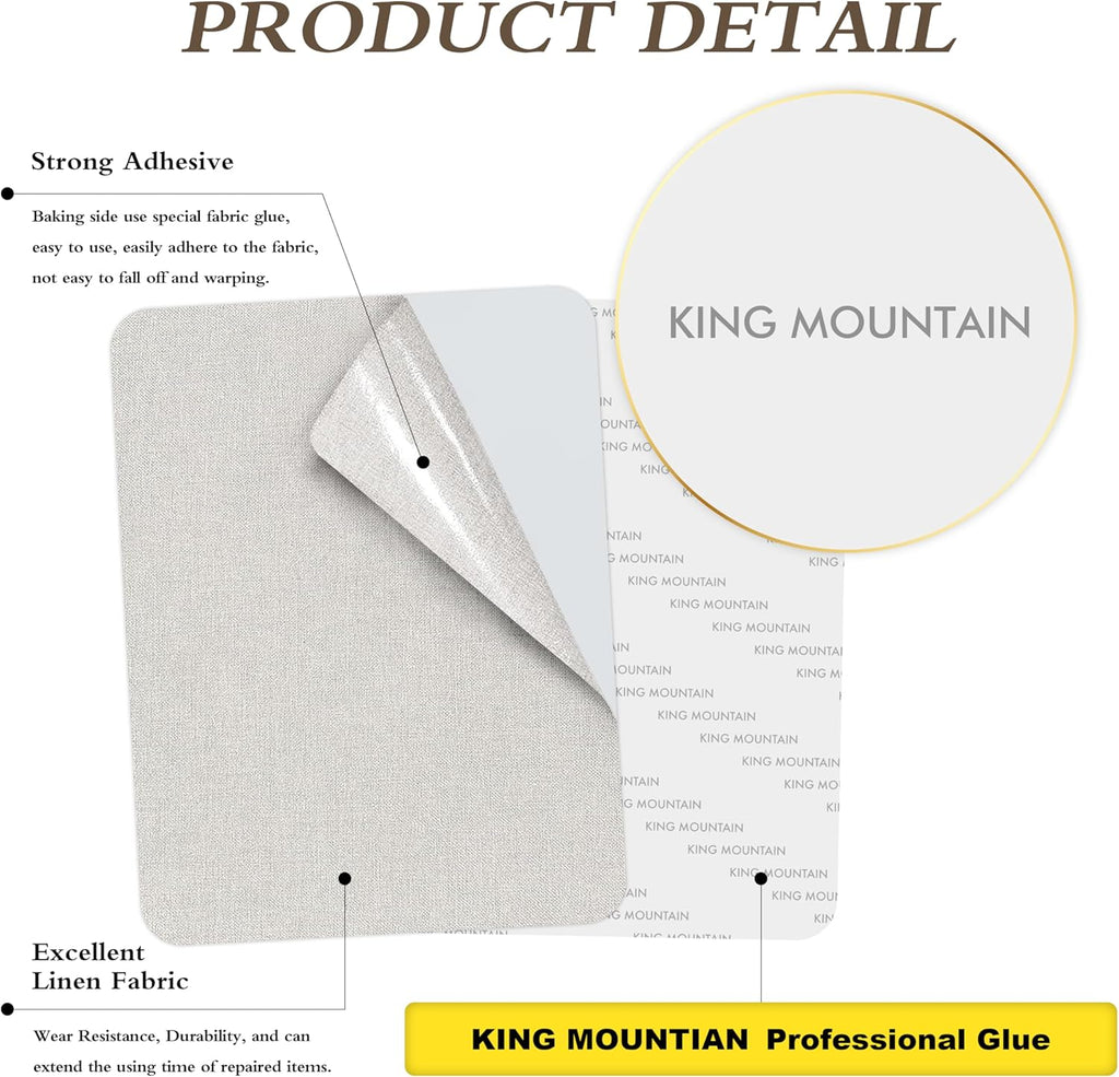 KING MOUNTAIN Fine Linen Repair Patches, Self-Adhesive Linen Fabric Patches, 8X11 inch Extra Size
