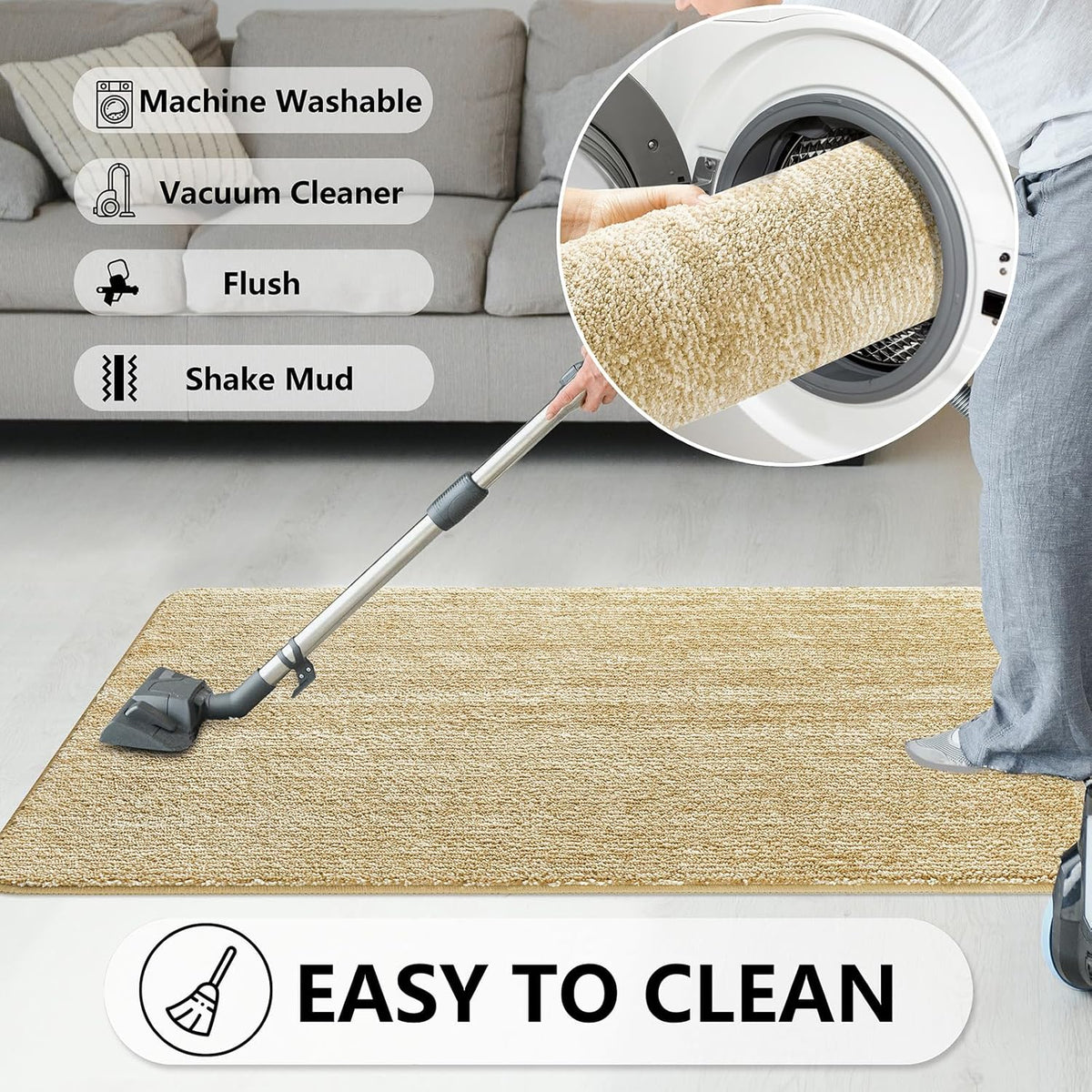 REFETONE Indoor Doormat, Front Door Mat 24"x36" Absorbent Rubber Backing Non Slip Back Door Mats
