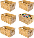 Set of 6 Wicker Storage Basket, Water Hyacinth Storage Baskets, Wicker Storage Baskets for Shelves