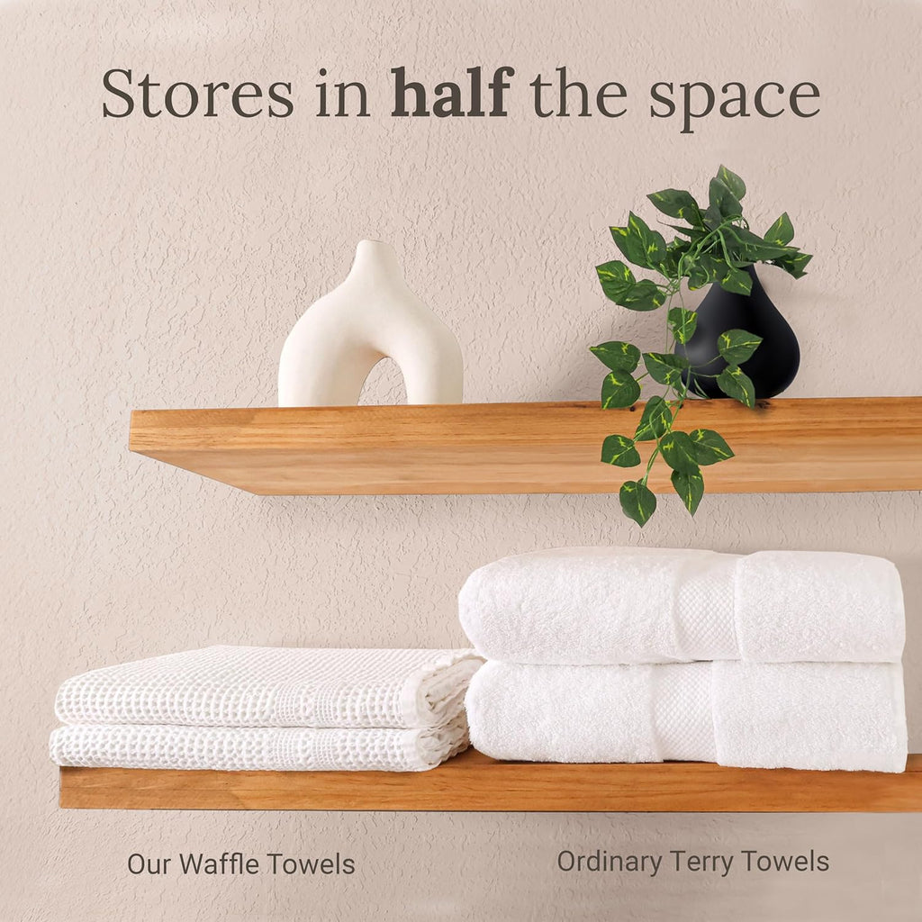 GILDEN TREE Waffle Towel Set Quick Dry Thin | 2 Bath Towels | 2 Hand Towels | 2 Washcloths, Classic
