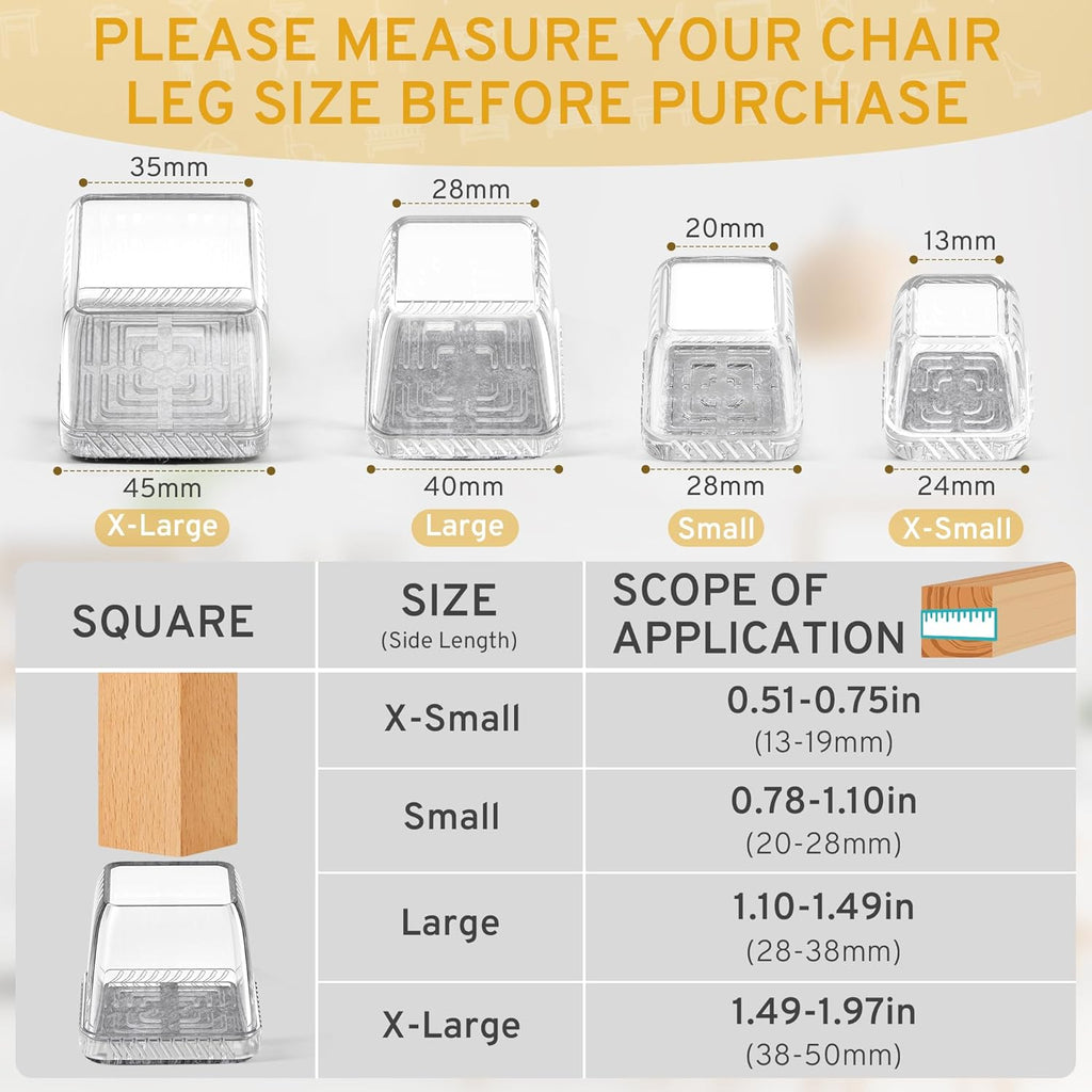 24PCS Extra Small Chair Leg Floor Protectors, Furniture Sliders, Chair Leg Protectors for Hardwood