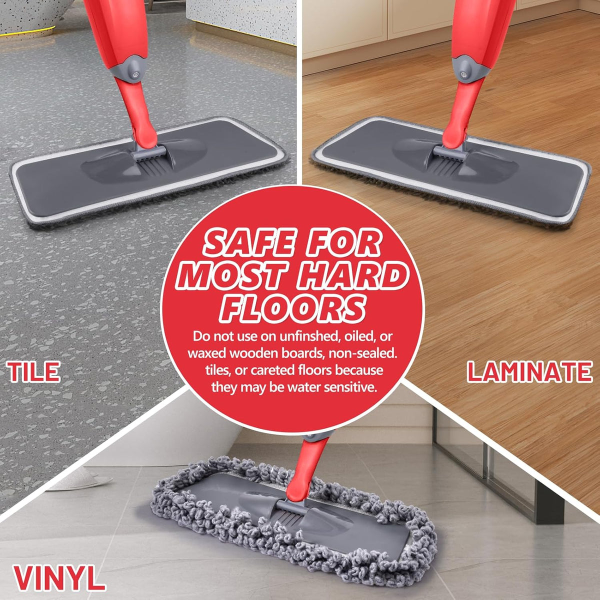 HOMTOYOU Dust Mop for Hardwood Floors: Microfiber Spray Mop for Cleaning Laminate Wood Tile Home