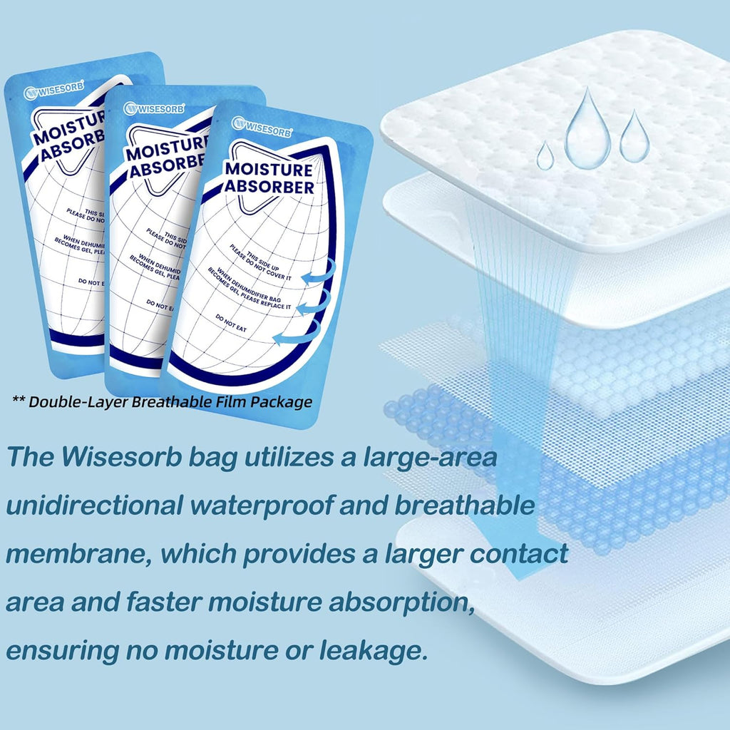 25 Gram 10 Packs Moisture Absorbers Packs, Leakproof Desiccant Dehumidifier Bags for Bathrooms