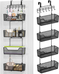 HapiRm Over The Door Organizer - Hanging Door Organizer with 4 Metal Large Capacity Baskets and