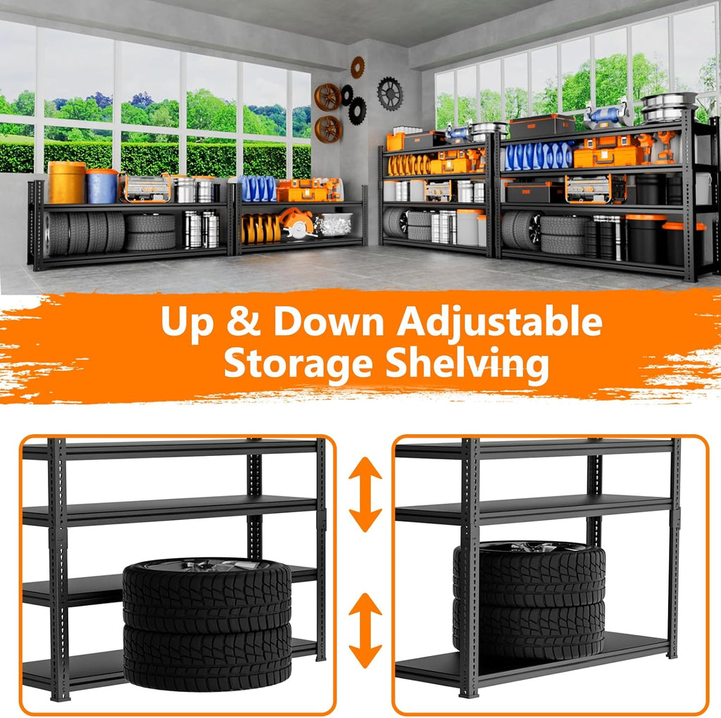 Storage Shelves Heavy Duty 2 PCS,60" L x 24" W x 78" H Garage Storage Shelves Unit Loads 3700LBS