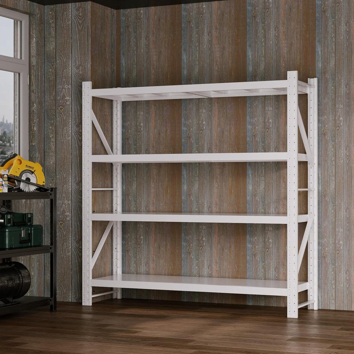 Heavy Duty Warehouse Shelving 4-Tier Industrial Steel Storage Shelves, 2600LB Capacity Per Shelf