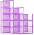 Kuject X-Large Shoe Storage Boxes Organizers Clear Plastic Stackable 12 Pack, Shoe Rack & Holder
