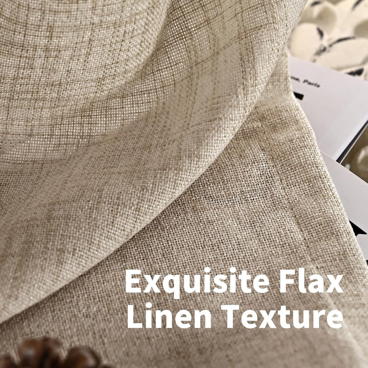 YoungsTex Short Linen Curtains 40 Inch Length for Cafe Window, Small Drapes Light Filtering with
