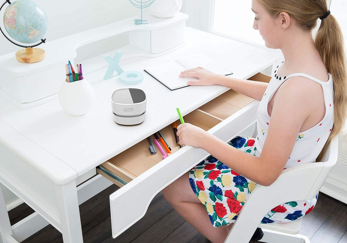 ODISTAR Desk Vacuum Cleaner with Wireless Charger, Mini Table dust Sweeper Energy Saving,Endurance