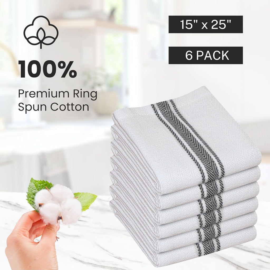 WHITEWRAP Kitchen Dish Towels for Kitchen, Highly Absorbent for Drying and Cleaning, Durable and