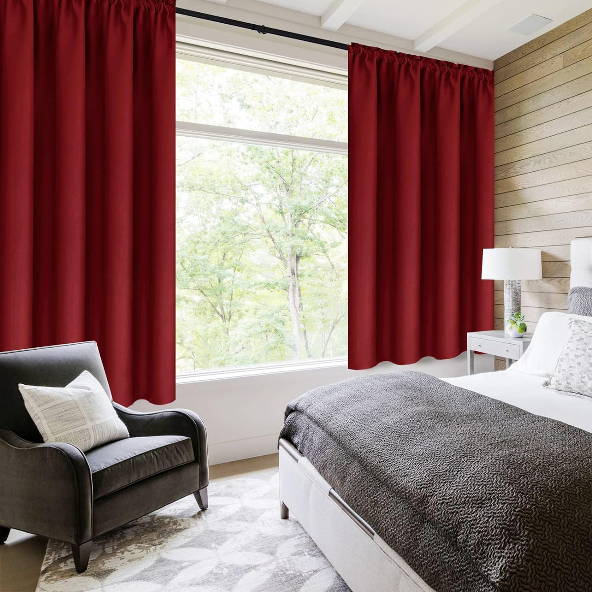 DWCN Burgundy Blackout Curtains for Small Window, Thermal Insulated Energy Saving Room Darkening