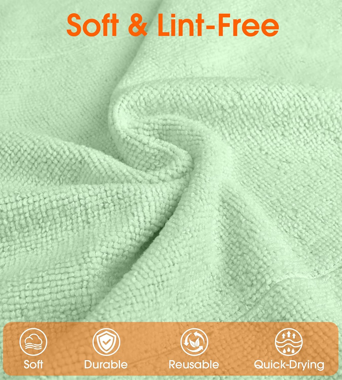 Roll of Microfiber Cleaning Cloth –100 Pack, Tear Away Microfiber Towels, Reusable, Washable