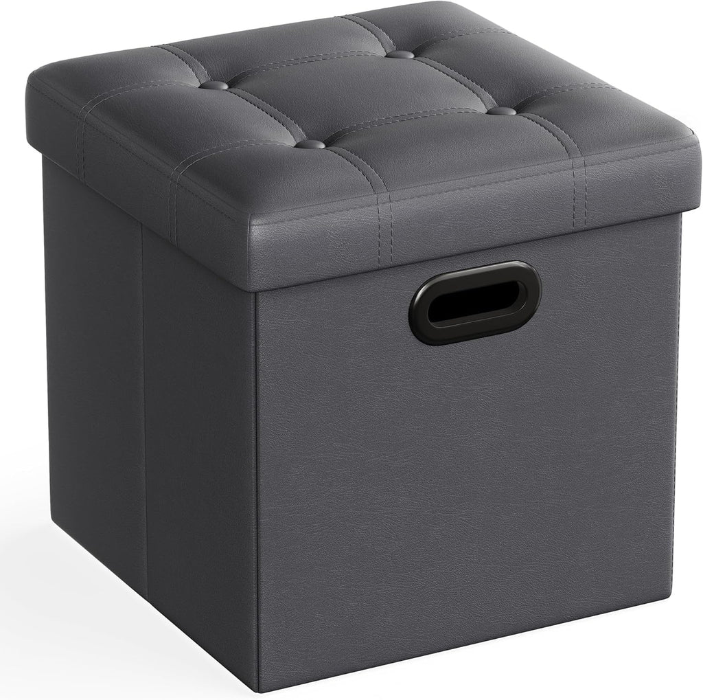 SONGMICS Mazie Collection - 15 Inches Ottoman with Storage, Footstool, Storage Ottoman with Metal