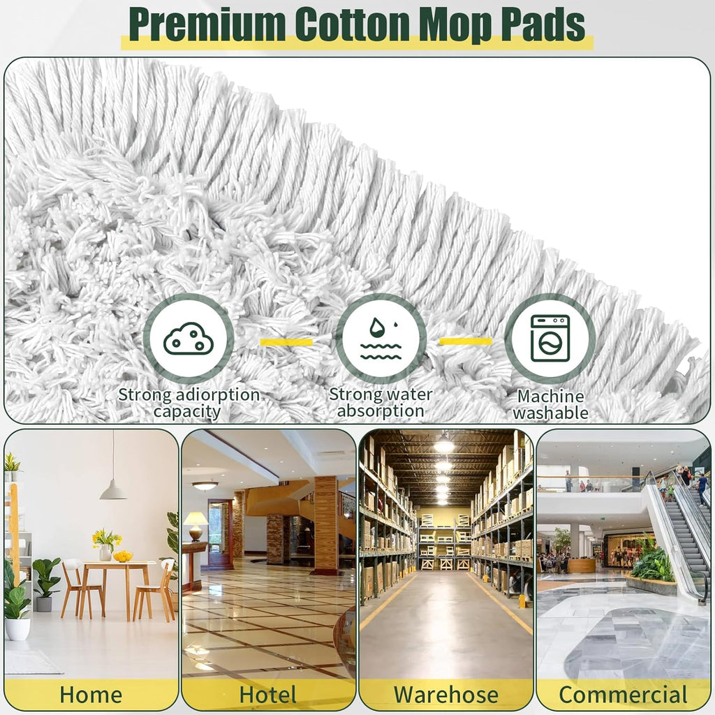 24" Commercial Dust Mop for Floor Cleaning, Heavy Duty Large Mop with Replacement Mops Pads