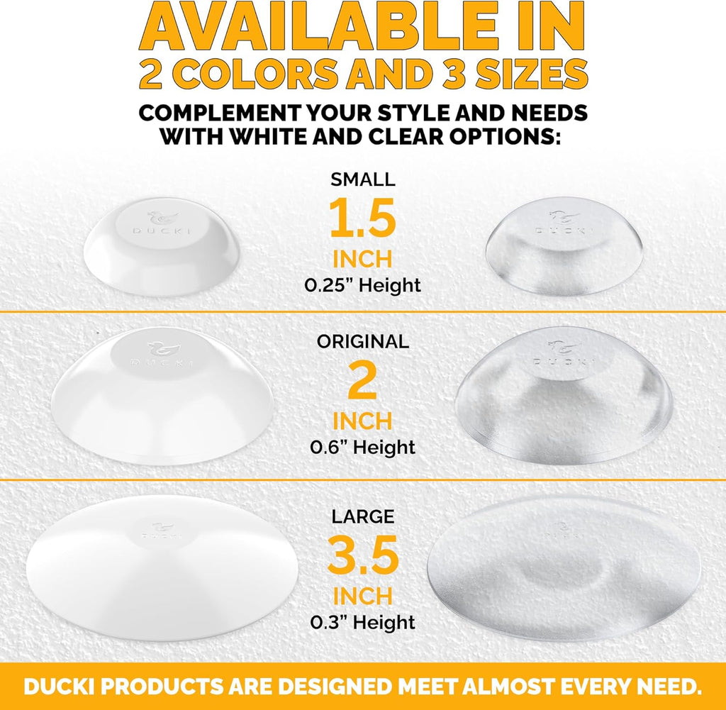 Ducki Wall Protectors -4 Pack White- Self Adhesive, Reusable Solution for Stopping Wall Damage &