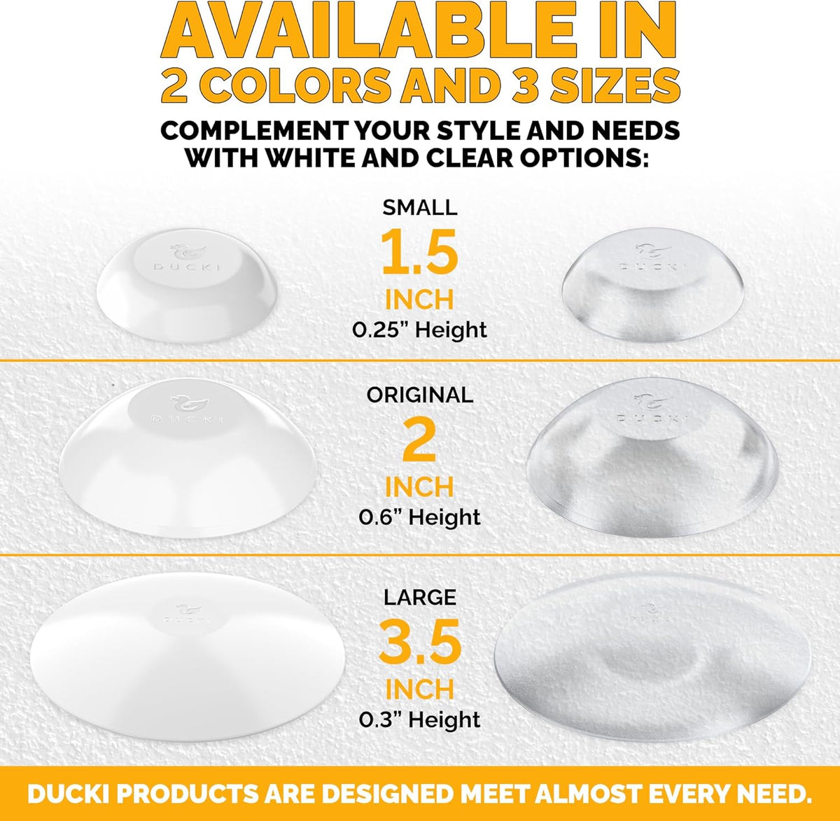 Ducki Wall Protectors -4 Pack White- Self Adhesive, Reusable Solution for Stopping Wall Damage &