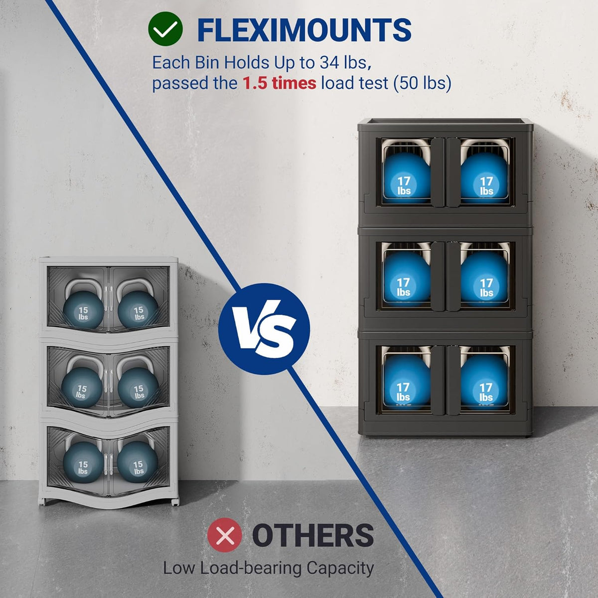 FLEXIMOUNTS 75 QT Stackable Storage Bins With Lids, Collapsible Plastic Storage Bins, Closet