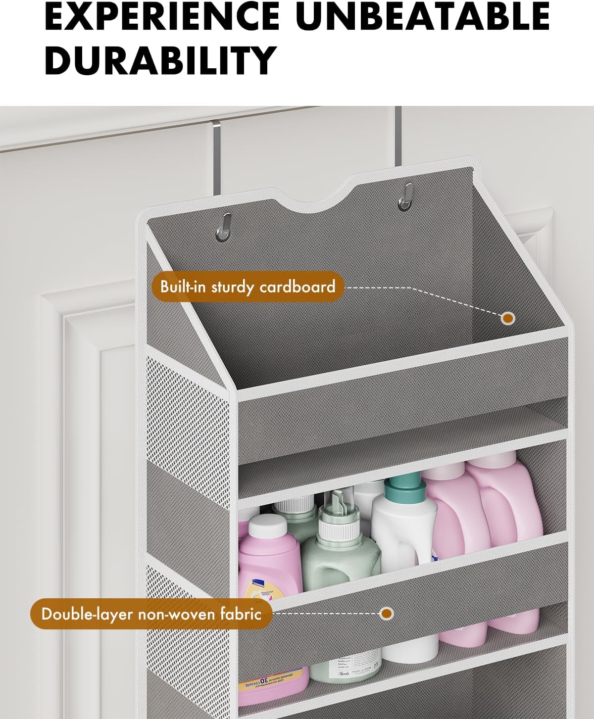 Over The Door Organizer Storage - 50lb Heavy Duty 6 Shelf Over Door Organizer Hanging Space Saving