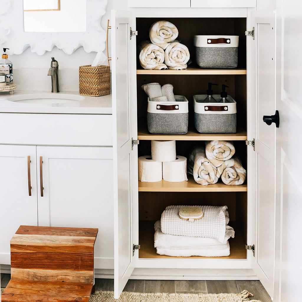 OrganiHaus Small Fabric Storage Bins for Shelves 6 Pack, 12x8in Closet Storage Bins for Shelves