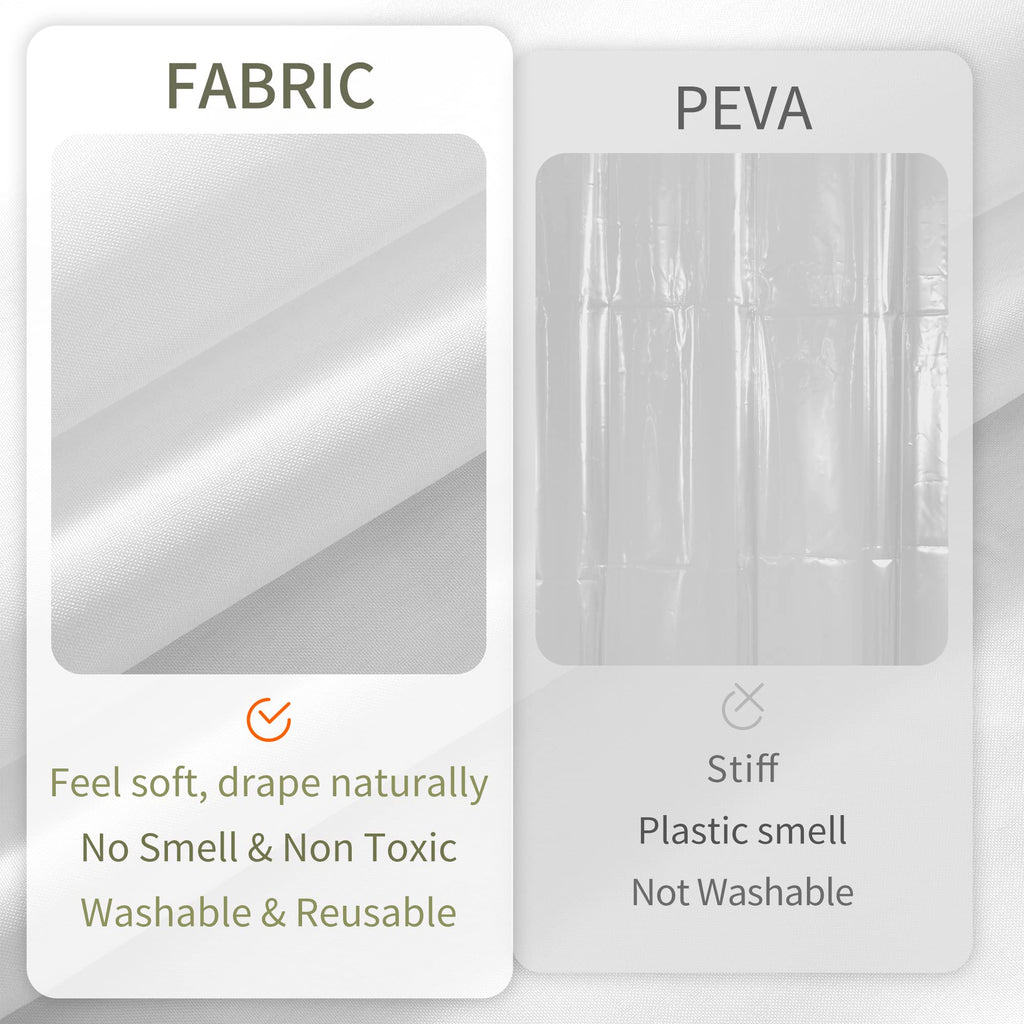 ALYVIA SPRING Extra Long Waterproof Fabric Shower Curtain Liner White 72x84