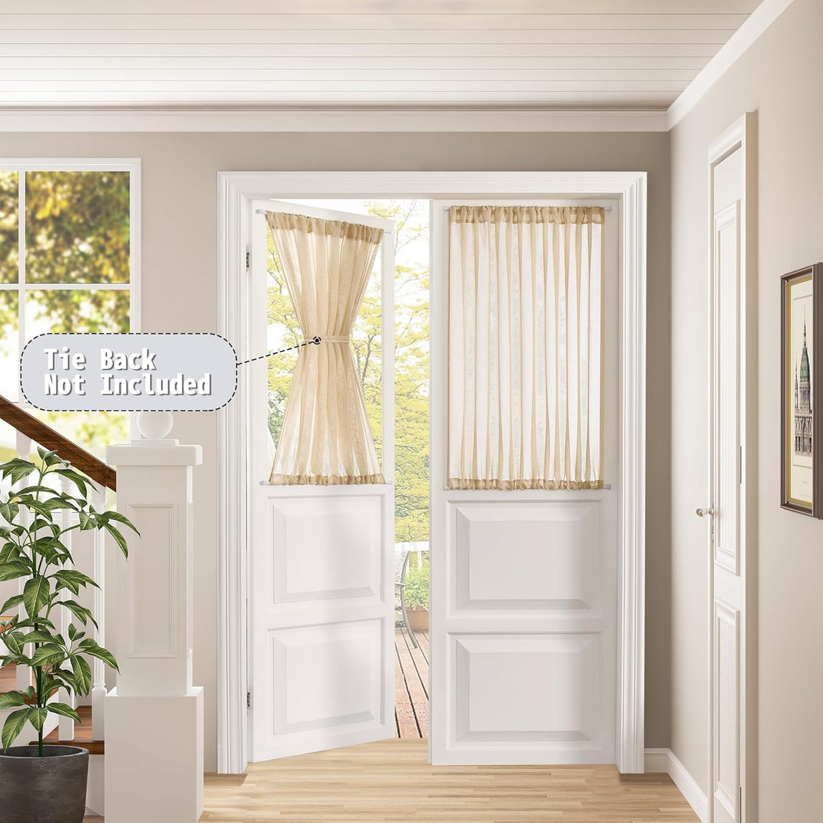 Tollpiz Small Sheer Curtain Linen Textured Curtain Sheers Doorway Light Filtering Voile French Door