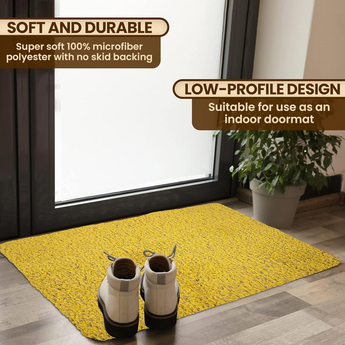 Premium Microfiber Indoor Door Mat – 24"x36" Washable Entry Mat, Non-Slip, Waterproof Backing