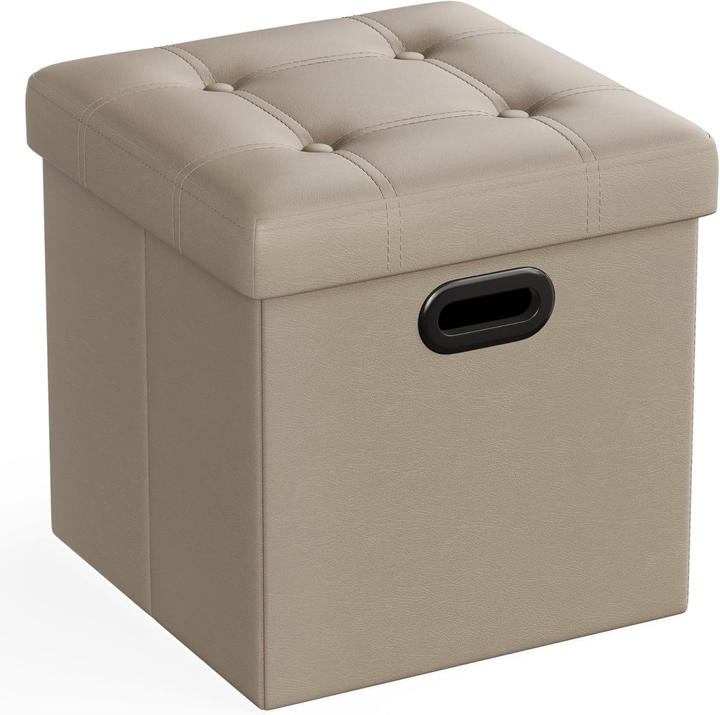 SONGMICS Mazie Collection - 15 Inches Ottoman with Storage, Footstool, Storage Ottoman with Metal
