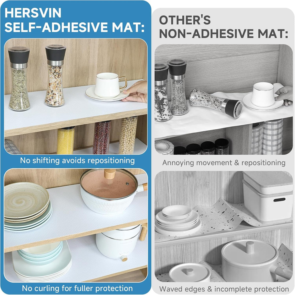 Shelf Liners 14 in x 20 ft Self-Adhesive EVA Drawer Mats, Cupboard Protector, Kitchen Cabinet