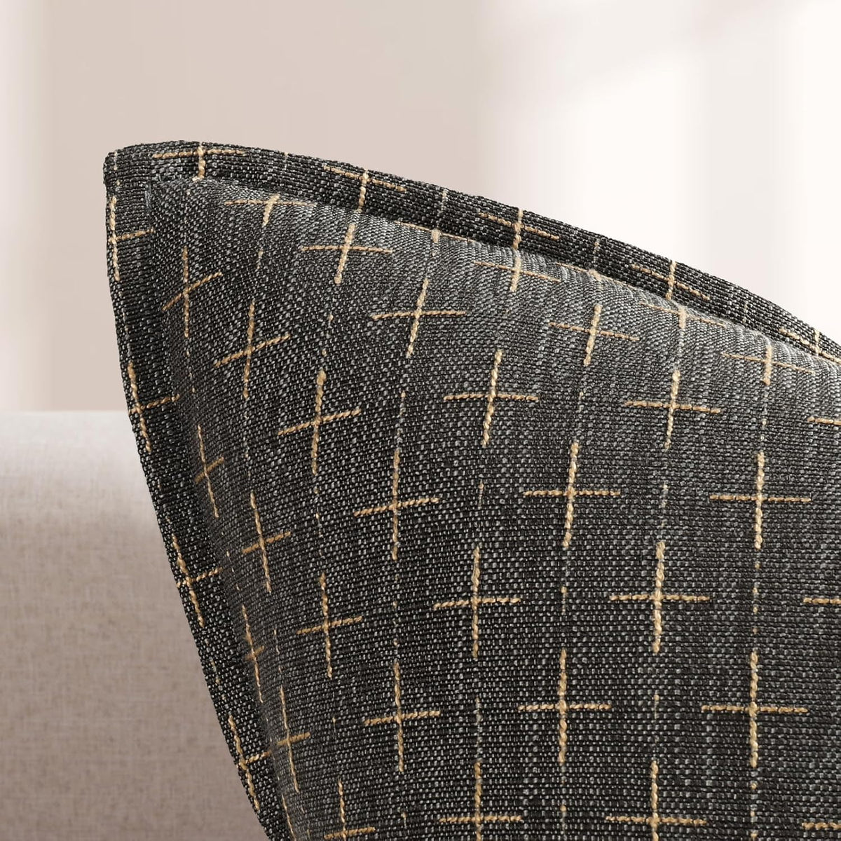 ZWJD Pillow Covers 24x24 Set of 2 Soft Polyester Textured Pillow Covers with Stylish Flange Edge