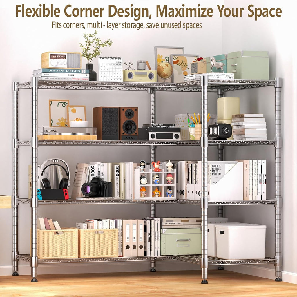 Himimi 4-Tier Adjustable Metal Shelving - 1600LBS Capacity, Heavy Duty Wire Organizer for Pantry