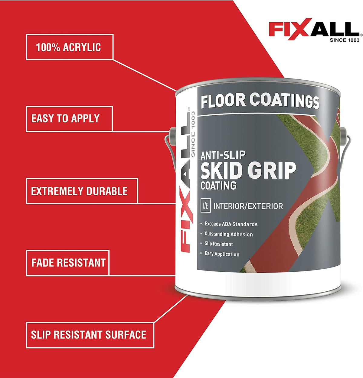 FIXALL Skid Grip Anti-Slip Coating, 1 Gallon, Jet, Exceeds ADA Standards, Ideal for Safety Areas