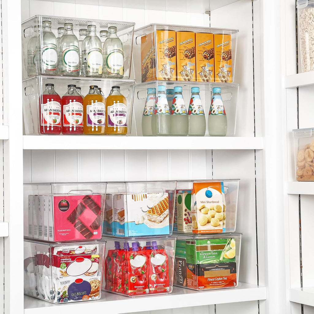 Vtopmart 10 Pack Clear Stackable Storage Bins with Lids,XLarge Plastic Containers with Handle for