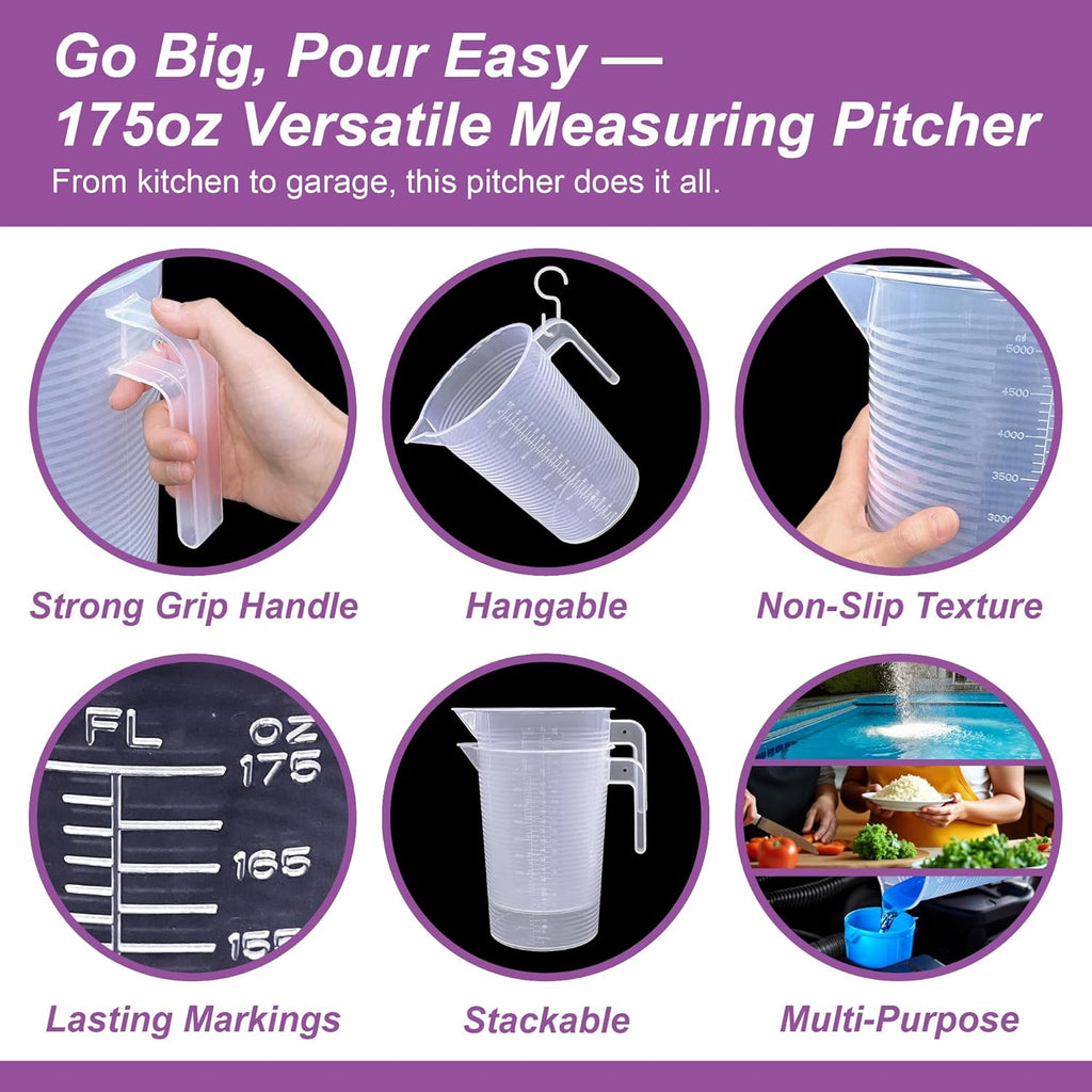 Amazing Abby - Michelle - 128-Ounce (1-Gallon, 4-Quart) Unbreakable Plastic Measuring Pitcher