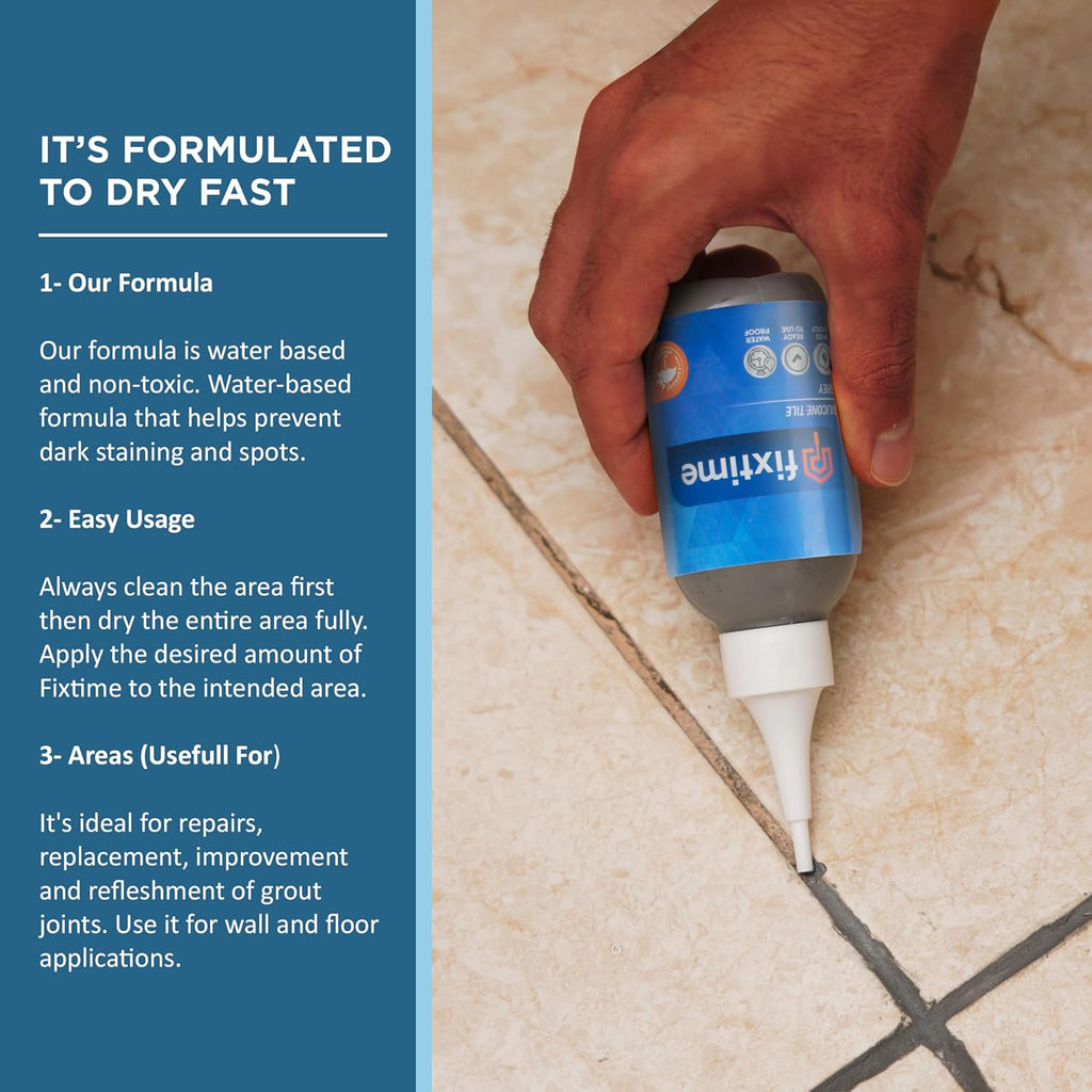 Silicone Tile Repair Kit – Premixed Fast-Drying Gray Caulk, Filler, and Sealer for Cracked