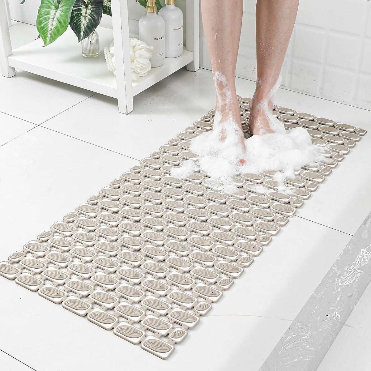 Shower Mat Non Slip Bathtub Mat - 36" x 16" Eco-Friendly Soft Bath Mat for Tub Non Slip Shower Mats