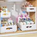 Under Sink Organizer, 2 Pack 2 Tier Pull Out Under Cabinet Organizer Shelf with Pad for Framed