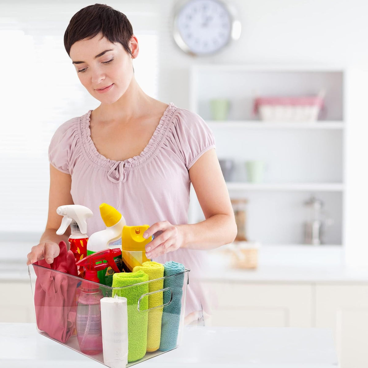 Clear storage organizer bins, Kitchen Cabinet Organizers and Storage Baskets Pantry Fridge