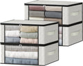 HomeHacks Storage 4-Pack Clothes Organizer Storage Bags Foldable Storage Box with Large Clear