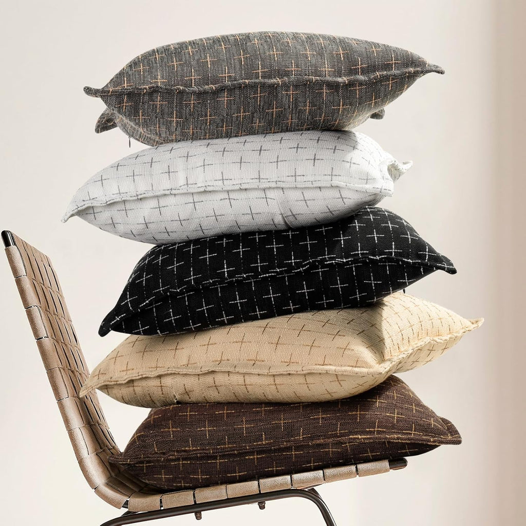 ZWJD Pillow Covers 22x22 Set of 2 Soft Polyester Textured Pillow Covers with Stylish Flange Edge