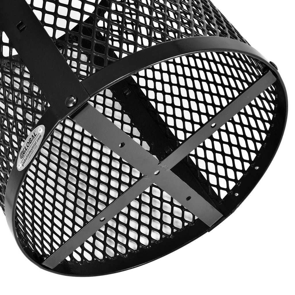 Global Industrial Outdoor Diamond Steel Trash Can with Flat Lid and Plastic Liner, 36 Gallon