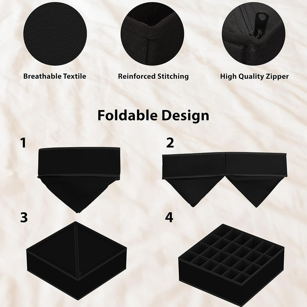 Simple Houseware 4-Pack Drawer Organizer Set - Closet Dividers for Underwear, Socks, Bras, Scarves
