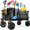 Collapsible Wagon Cart Heavy Duty Foldable, Folding Beach Wagon with Big Wheels for Sand, Utility