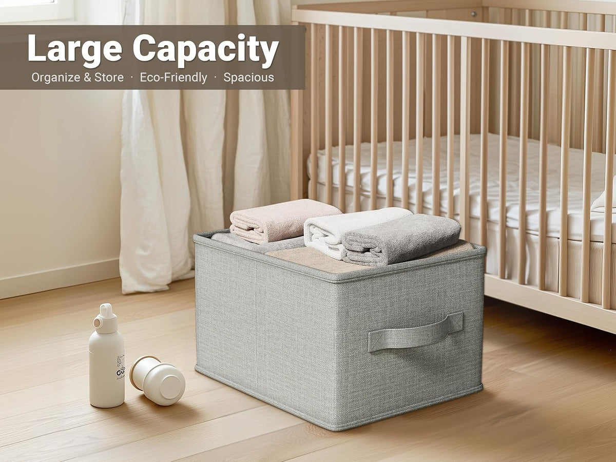 3 Pack Fabric Storage Bins for Shelves | 11.5x8.75x6.5in Closet Storage Baskets | Collapsible
